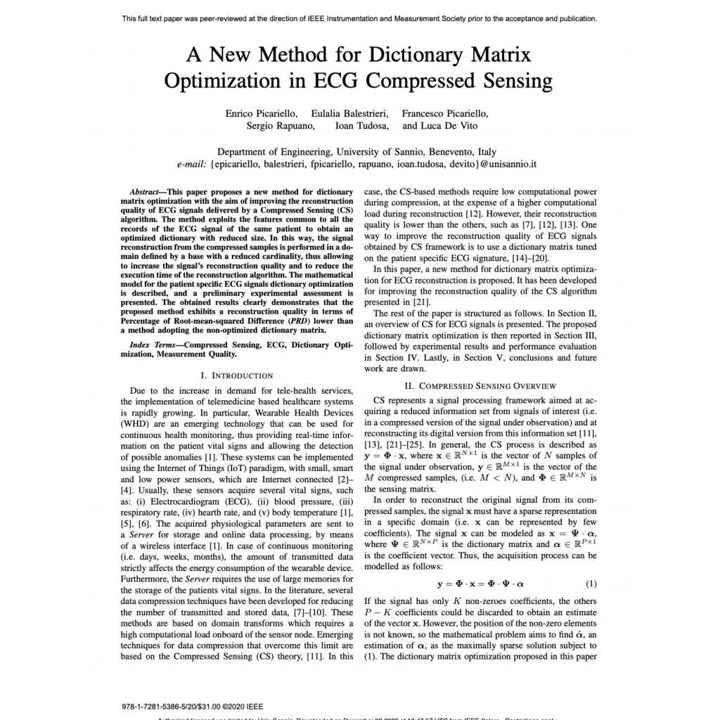 A New Method for Dictionary Matrix Optimization in ECG Compressed Sensing