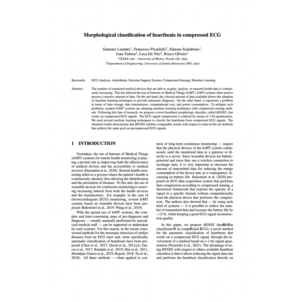 Morphological classification of heartbeats in compressed ECG